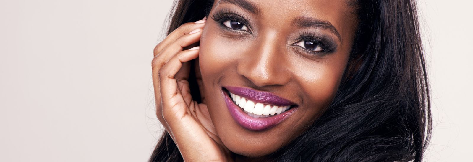 Beauty, smile portrait and face of black woman in studio